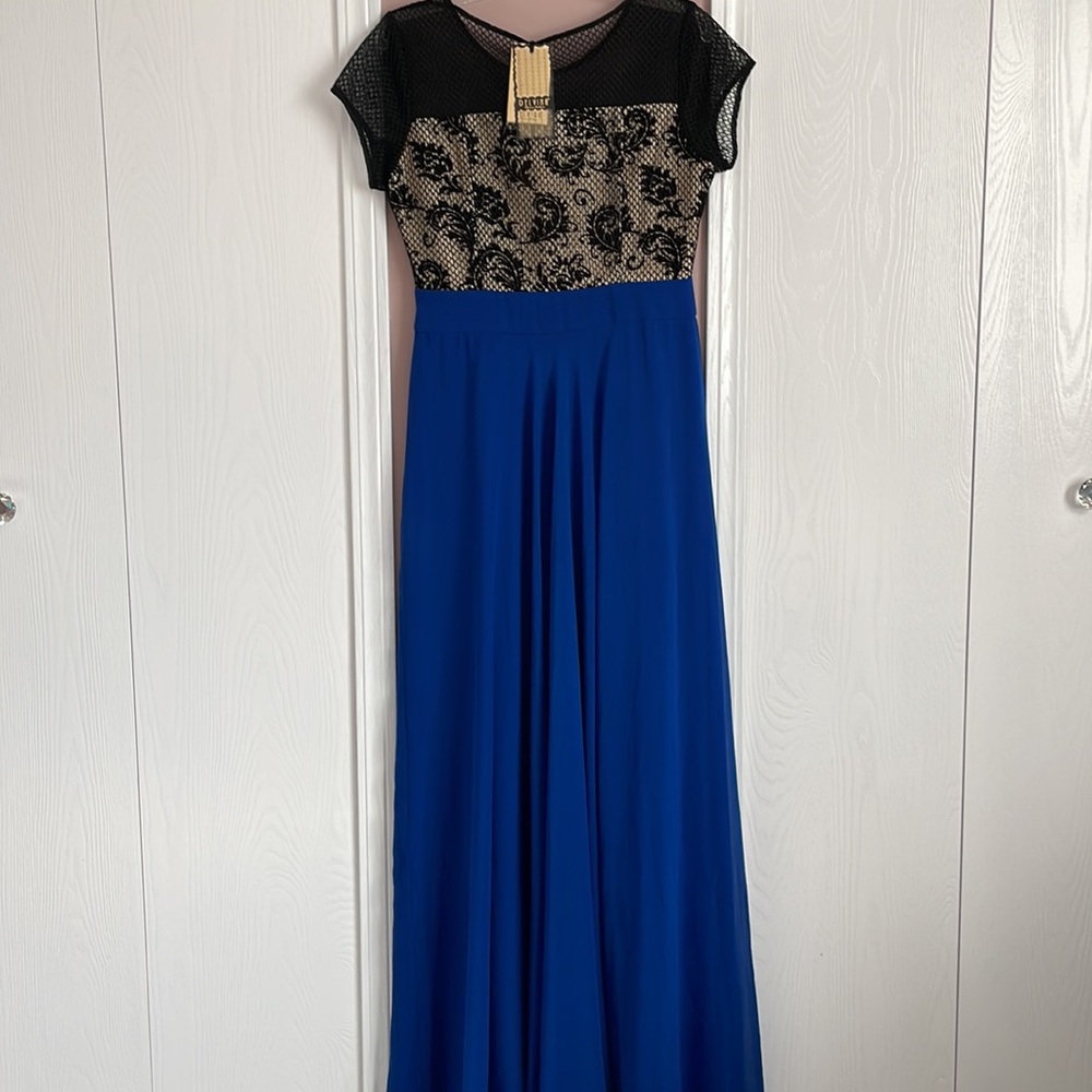 Maxi Dress DELVINA, black/gold/ blue, size M - Picture 5 of 8
